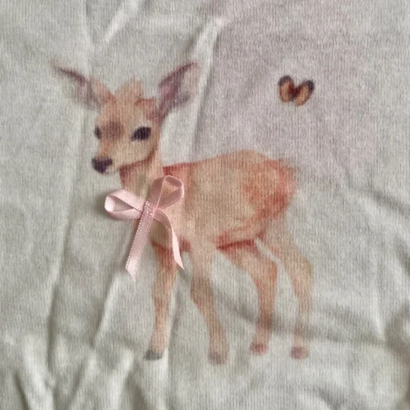 NWT: Edikted tee with cute Bambi print and bow decoration Size: S - Picture 2 of 5